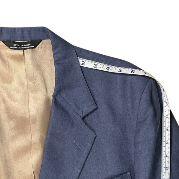 Ellis Sport Coat Blazer Light Blue Made in USA Size 43 R 100% Linen Work Wear - Picture 13 of 14